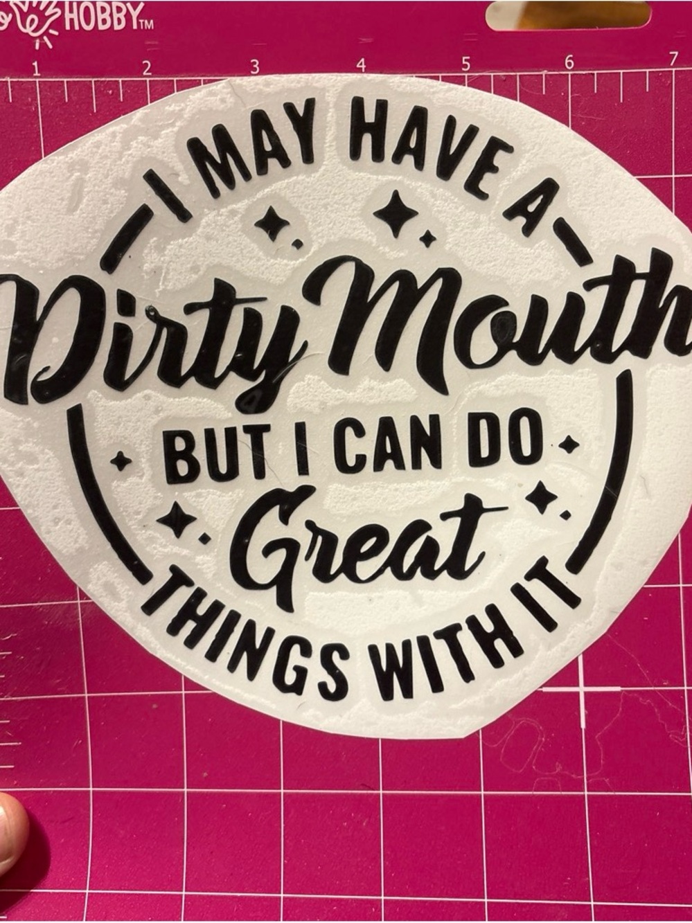 White and Black 'I May Have a Dirty Mouth' Decorative Sticker - Hobby